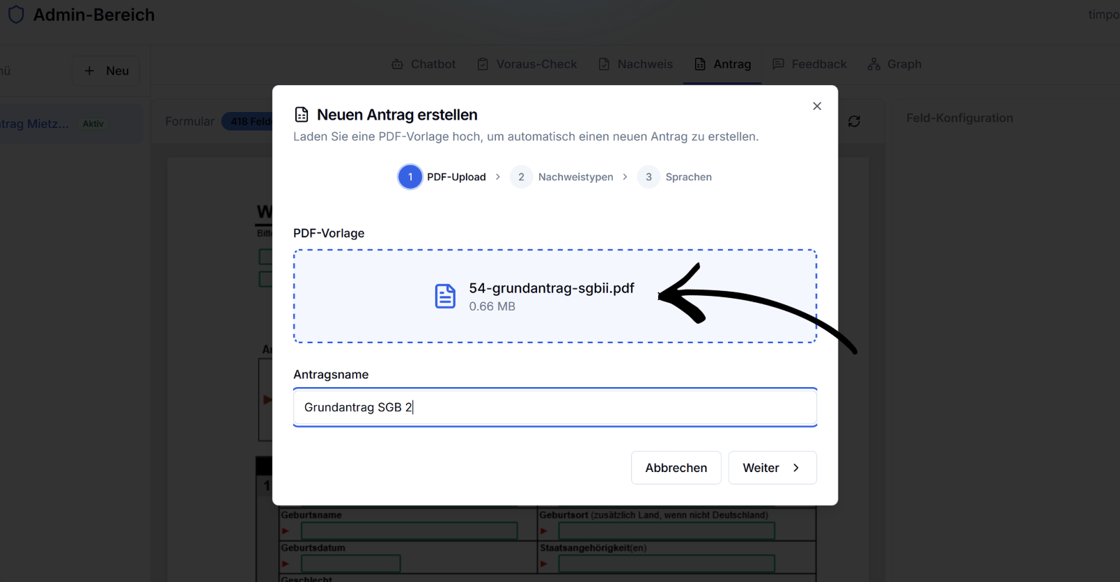 PDF-Formular hochladen