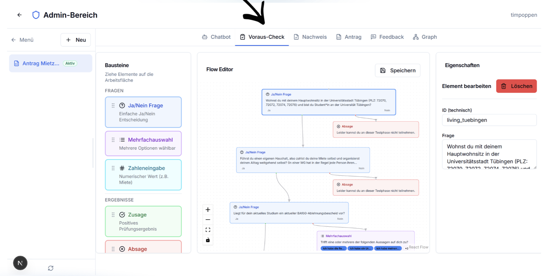 Voraus-Check Regeln definieren